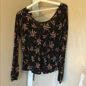 Floral Black Long Sleeve Top